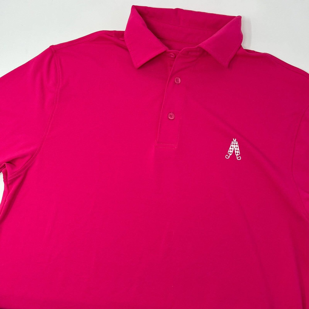 Royal & Awesome Men's Golf Polo Shirt Bright‎ Pink Size Medium Polyester